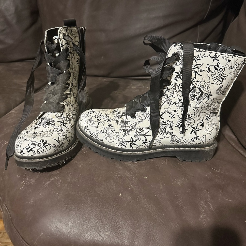 Torrid Black and White Combat Boots